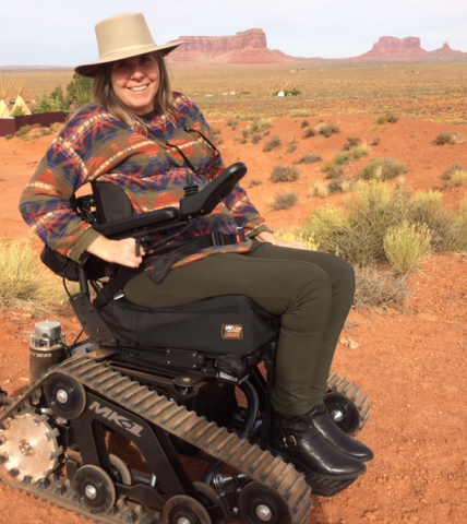 Marilyn in the desert in her wheelchair