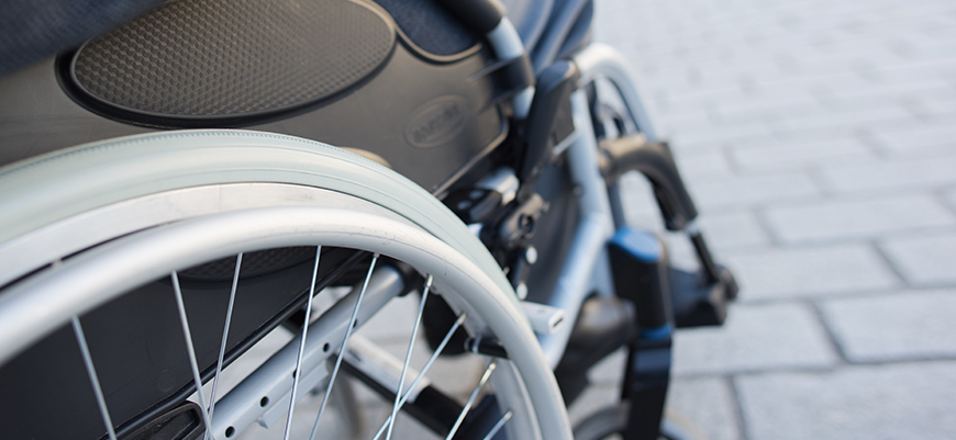 close up of side of wheelchair