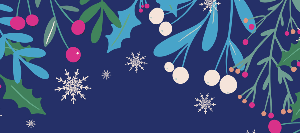 Holiday illustration of greenery and berries.