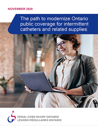 Cover of Policy Report featuring a young woman in a wheelchair looking at her laptop.
